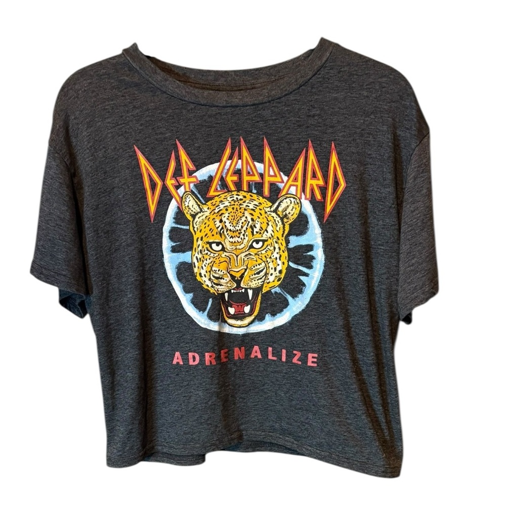 Def Leppard Adrenalize Cropped Graphic Tee XL Vintage Rock Band Tee